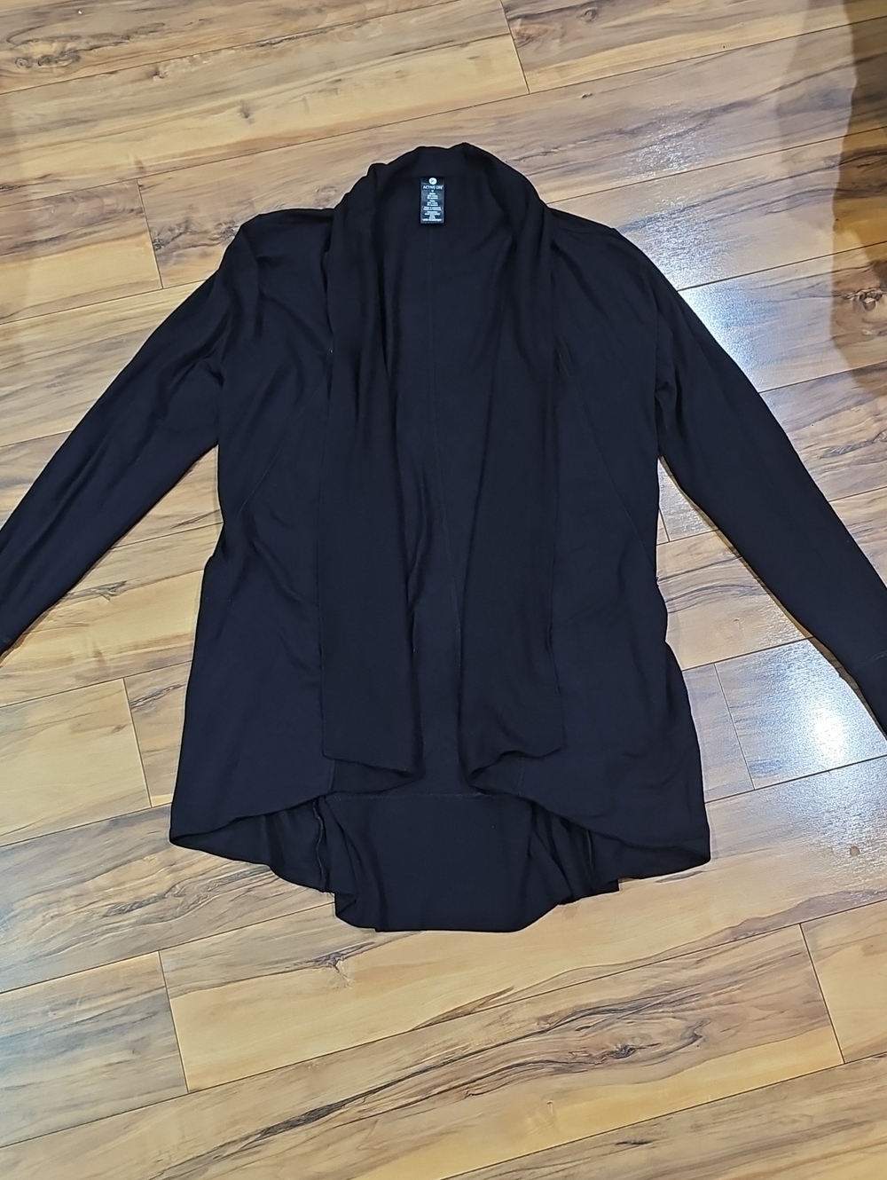Active Life Women's Medium Black Open-Front Draped Cardigan